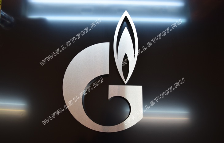 Объемный логотип Газпром из нержавеющей стали